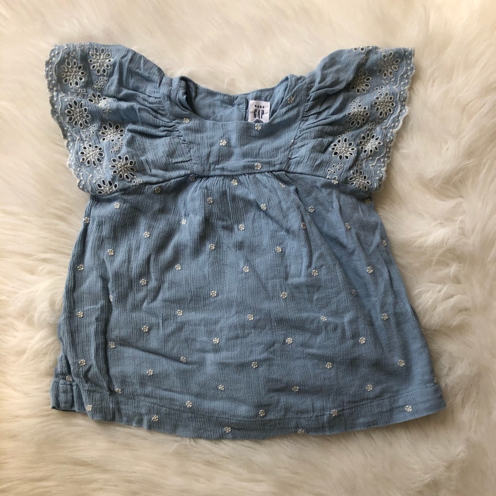 Baby girl chambray eyelet dress